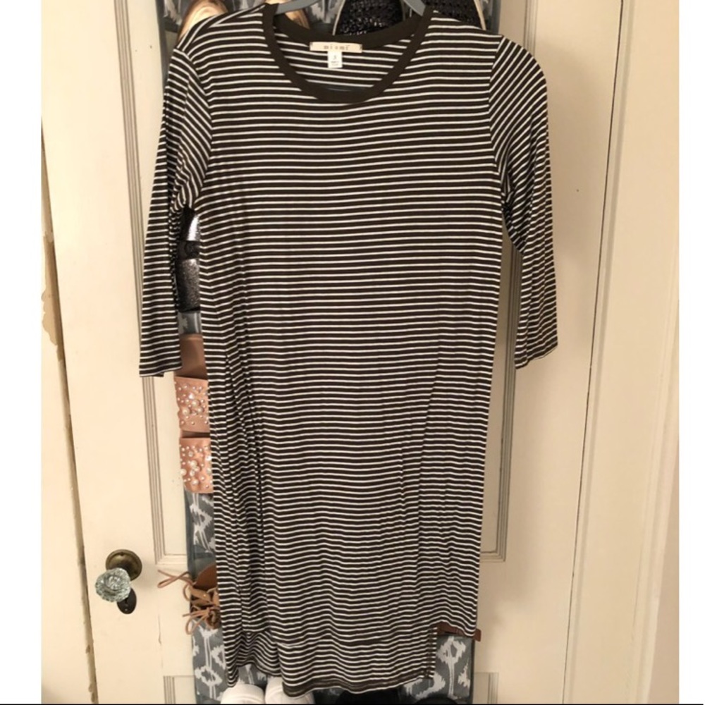 Army green and white striped dress